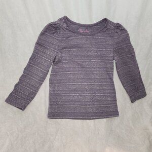 Glitter striped Lavendar Girls Long Sleeved Top w/ Puffed Sleeves